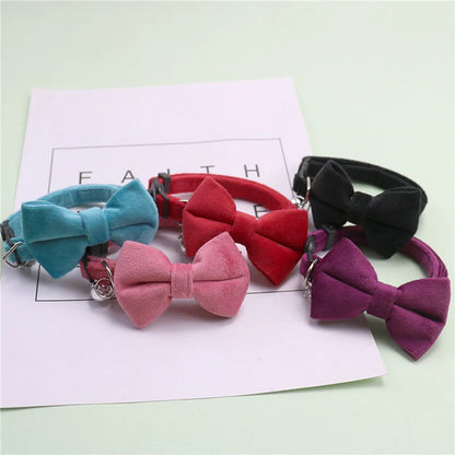 Cats Collars New Pet Bow Bell Collars Cute Cat Collars Pet Supplies Multicolor Adjustable Pets Dressing Tool Pets Accessories