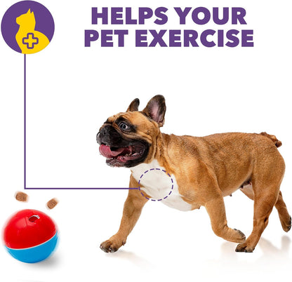 - Crazy Ball Treat Dispenser - Pets Treat Ball - Interactive Treat Dispensing Petstoy - Pets Enrichment Toys - Pets Toys to Keep Them Busy - Slow Feeder - 300G/10.5 Oz - Red/Blue