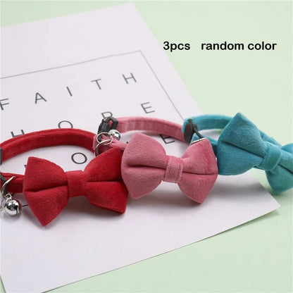 Cats Collars New Pet Bow Bell Collars Cute Cat Collars Pet Supplies Multicolor Adjustable Pets Dressing Tool Pets Accessories