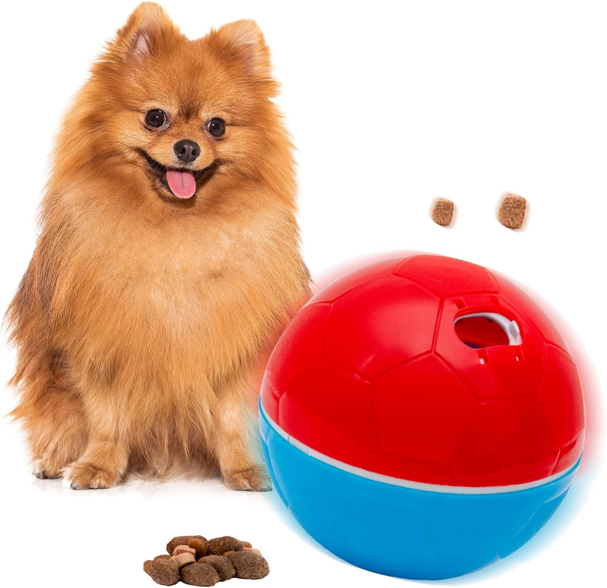- Crazy Ball Treat Dispenser - Pets Treat Ball - Interactive Treat Dispensing Petstoy - Pets Enrichment Toys - Pets Toys to Keep Them Busy - Slow Feeder - 300G/10.5 Oz - Red/Blue