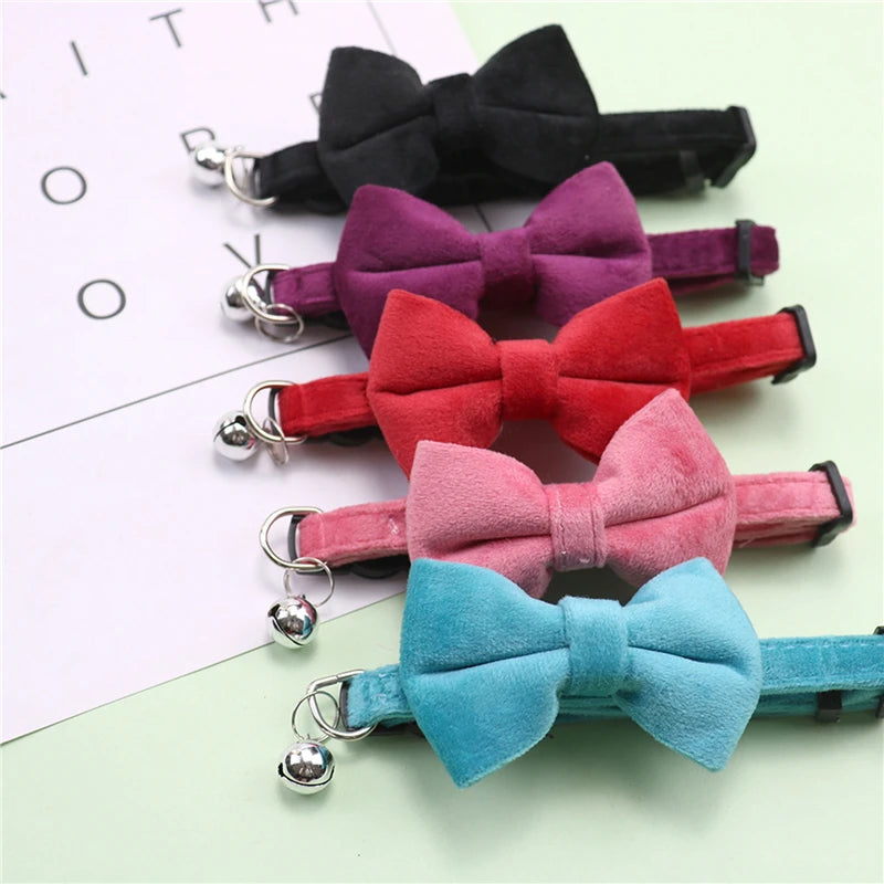 Cats Collars New Pet Bow Bell Collars Cute Cat Collars Pet Supplies Multicolor Adjustable Pets Dressing Tool Pets Accessories