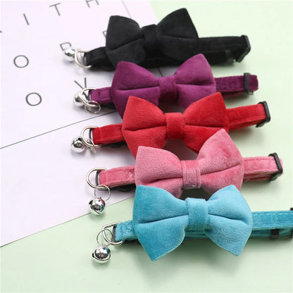 Cats Collars New Pet Bow Bell Collars Cute Cat Collars Pet Supplies Multicolor Adjustable Pets Dressing Tool Pets Accessories