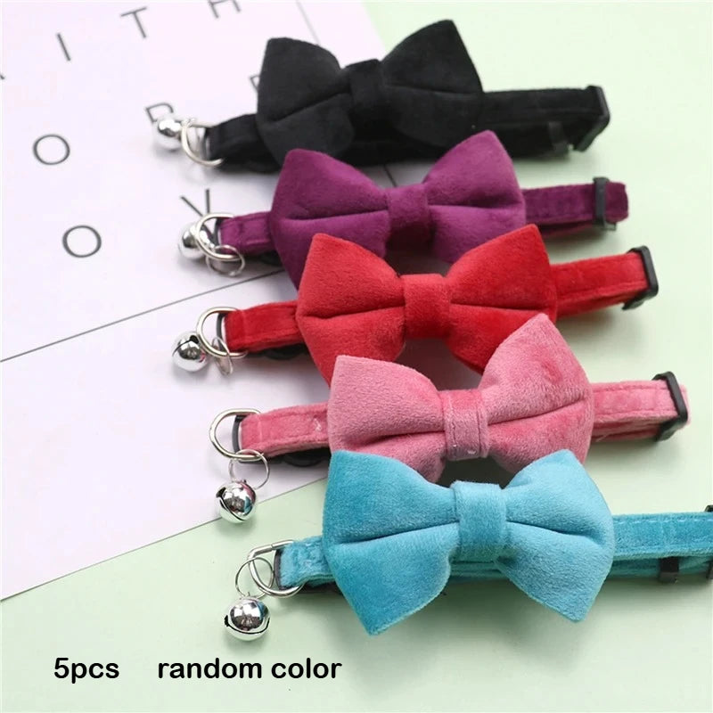 Cats Collars New Pet Bow Bell Collars Cute Cat Collars Pet Supplies Multicolor Adjustable Pets Dressing Tool Pets Accessories