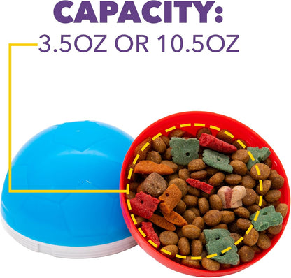 - Crazy Ball Treat Dispenser - Pets Treat Ball - Interactive Treat Dispensing Petstoy - Pets Enrichment Toys - Pets Toys to Keep Them Busy - Slow Feeder - 300G/10.5 Oz - Red/Blue